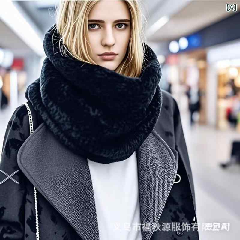 マフラー ストール レディース メンズ 男女兼用 秋冬 防寒 暖か 無地 ニット ふわふわ もこもこ 厚手 ブラック アイボリー ベージュ グレー ネイビー ワインレッド(x10)