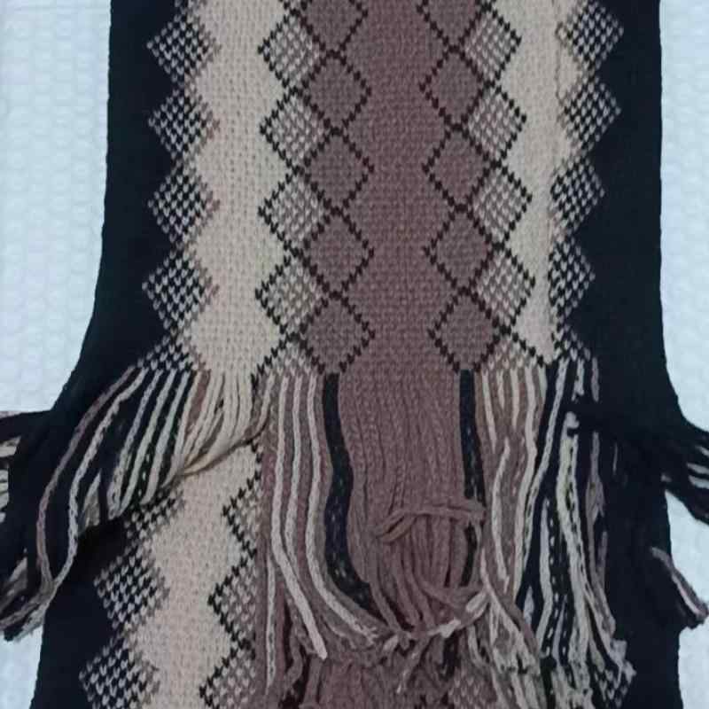 マフラー 男性用 ニット ウール ストライプ 秋冬 ビジネス ホワイト レッド ブルー ブラウン(x2)