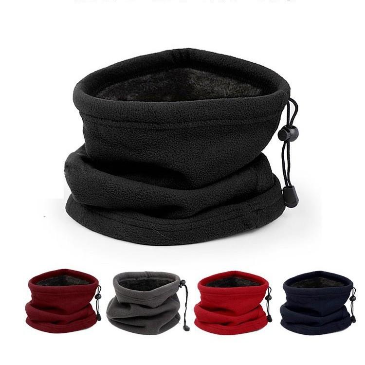 ネックウォーマー 男女兼用 防寒 裏起毛 フリース 伸縮性 ドローコード付き 無地 スヌード 暖かい 登山 スキー 秋冬 ブラック グレー ネイビー レッド ワインレッド