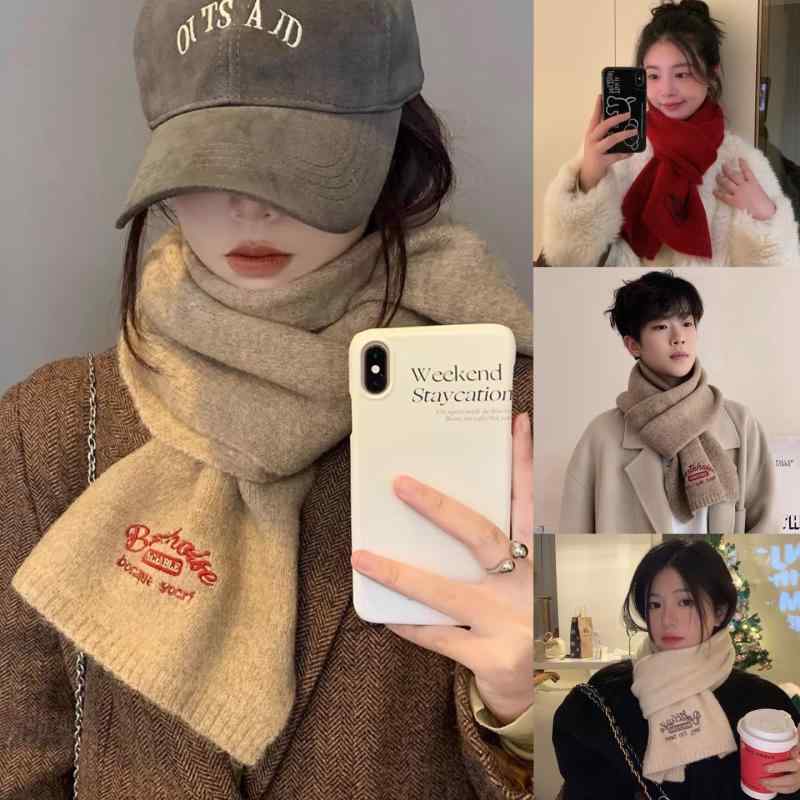 マフラー ストール レディース 秋冬 韓国 刺繡 あったか 防寒 学生 ベージュ ブラック グレー レッド 花柄 花柄アルファベット かわいい きれいめ