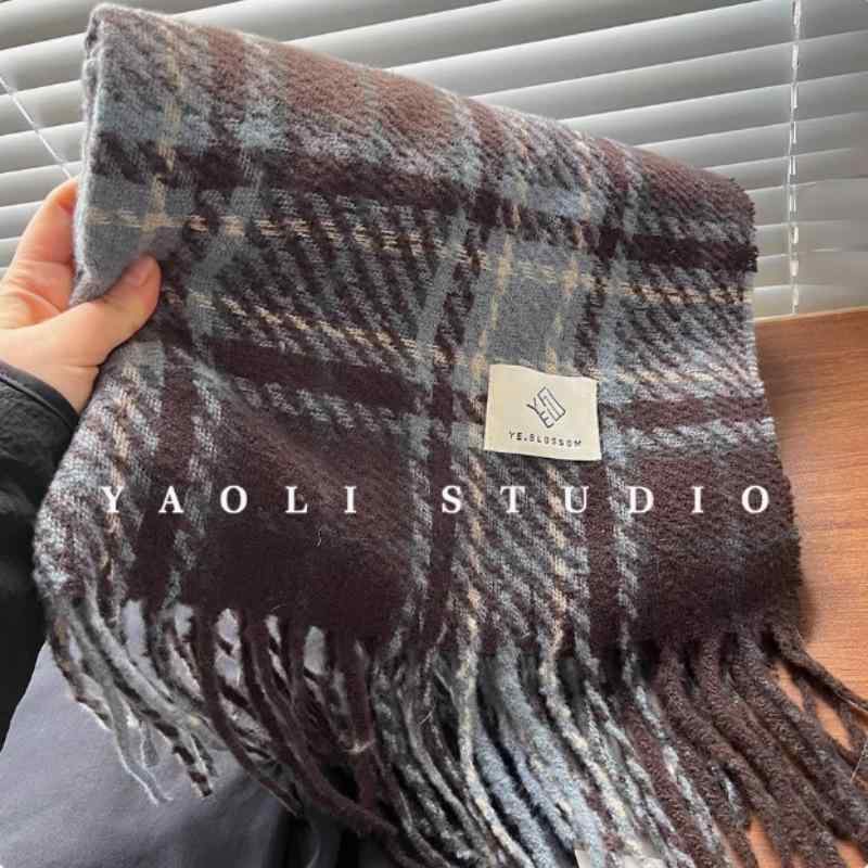 マフラー レディース メンズ 格子柄 秋冬 あったか ストール 紫外線対策 冷房対策 ボヘミアン テイスト ライラック 格子 ブルー ドライ ローズ ピンク レトロ グリーン ポリエステル(x2)