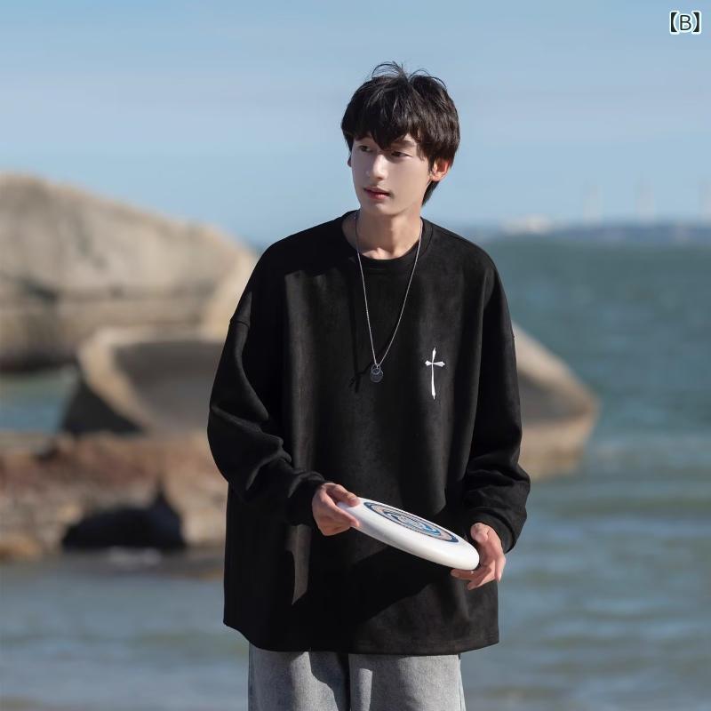 LINEAR shopのスウェット メンズ 男性用 トップス 春秋 高見え感 ストリート カジュアル ゆったり プルオーバー 長袖 ロゴ グレー 黒 M L XL 2XL 3XL｜アングル3