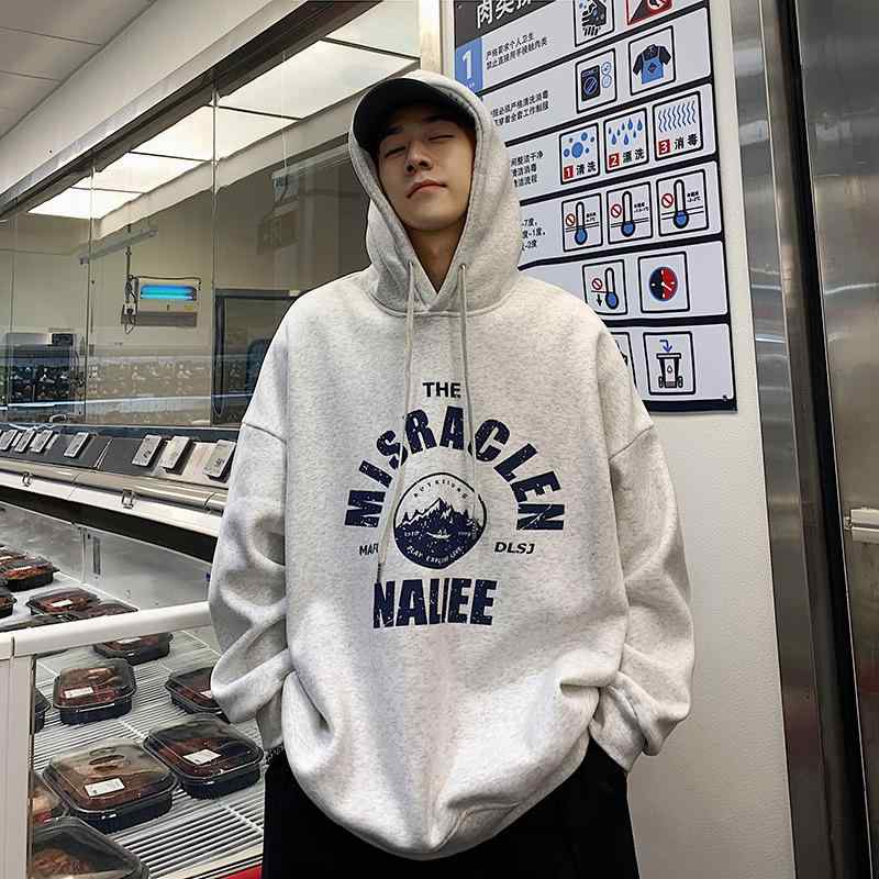 パーカー メンズ 秋冬 裏起毛 韓国 ゆったり 長袖 トップス プルオーバー フード付...