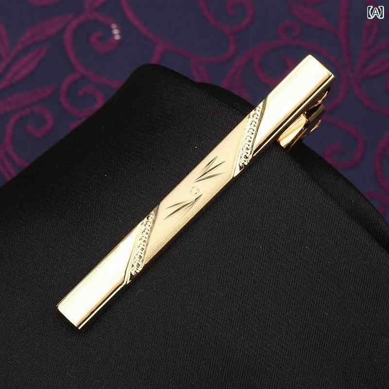 メンズ ゴールドと シルバー シンプル ネクタイ ピン ビジネス フォーマル ウェディング 男女 韓国 セキュリティ.オシャレ