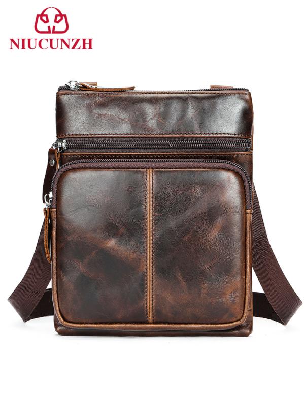 ショルダーバッグ 男性用 紳士用 革 牛革 斜めがけ 鞄 レトロ ヴィンテージ 耐摩耗性 軽量 ブラック コ..