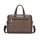 ビジネスバッグ 男性用 メンズ PUレザー ブリーフケース ハンドバッグ ショルダーバッグ 大容量 14インチPC収納 通勤 無地 ブラウン ブラック(x3)