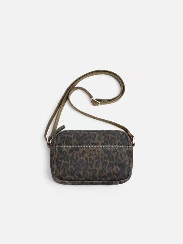 ショルダーバッグ 男性用 男女兼用 豹柄 コットン 多ポケット 大容量 ファスナー 軽量 8インチ 普段使..