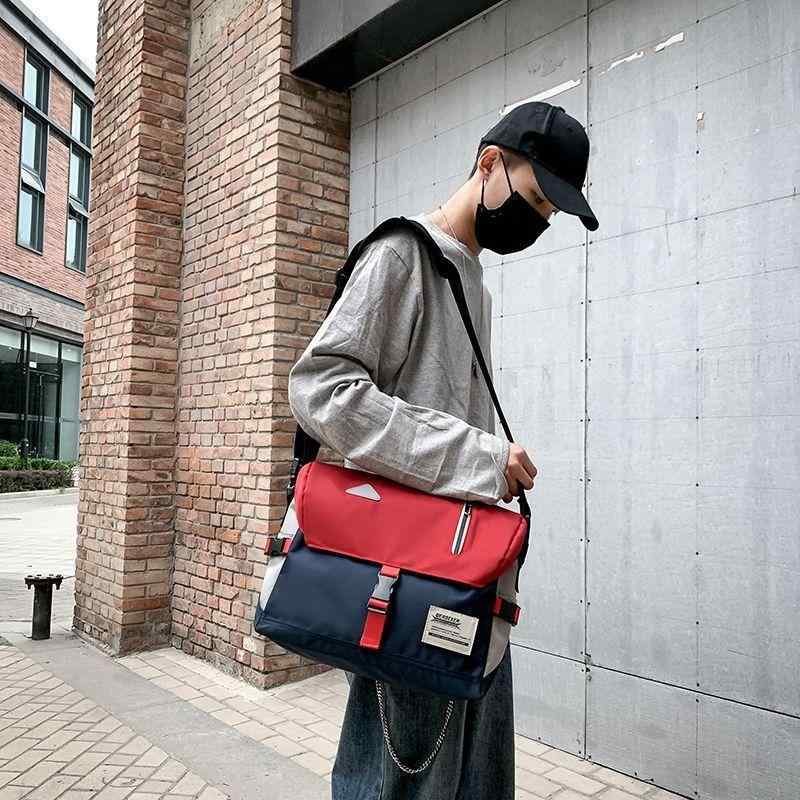 ショルダーバッグ 男性用 コーデュロイ 斜めがけ 鞄 学生 書類 12インチPC対応 ビジネス 出張 赤 深青 黒