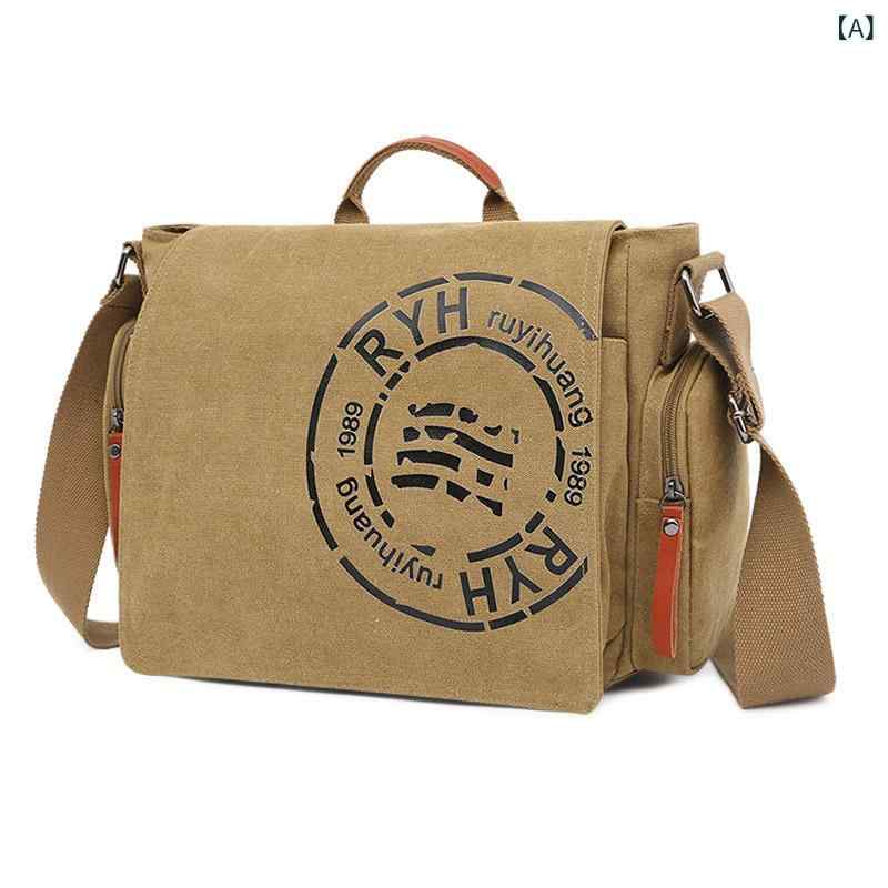 ショルダーバッグ メンズ 男性用 帆布 鞄 風 レトロ 手提げ 斜めがけ ブリーフケース パソコンバッグ ..