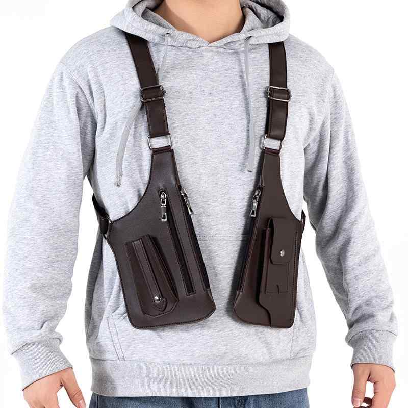 メンズ 胸バッグ 鞄 レトロ 男性用 バックパック PUレザー 無地 8インチ タブレット 端末収納 旅行 ア..