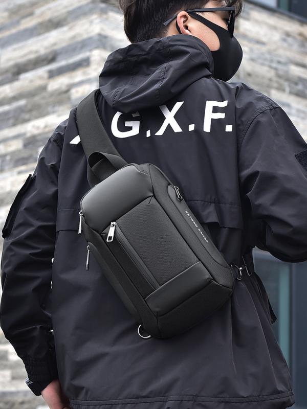 ボディバッグ 男性用 斜めがけ 大容量 防水 撥水 オックスフォード生地 スポーツ 普段使い 旅行 サイクリング ブラック グレー