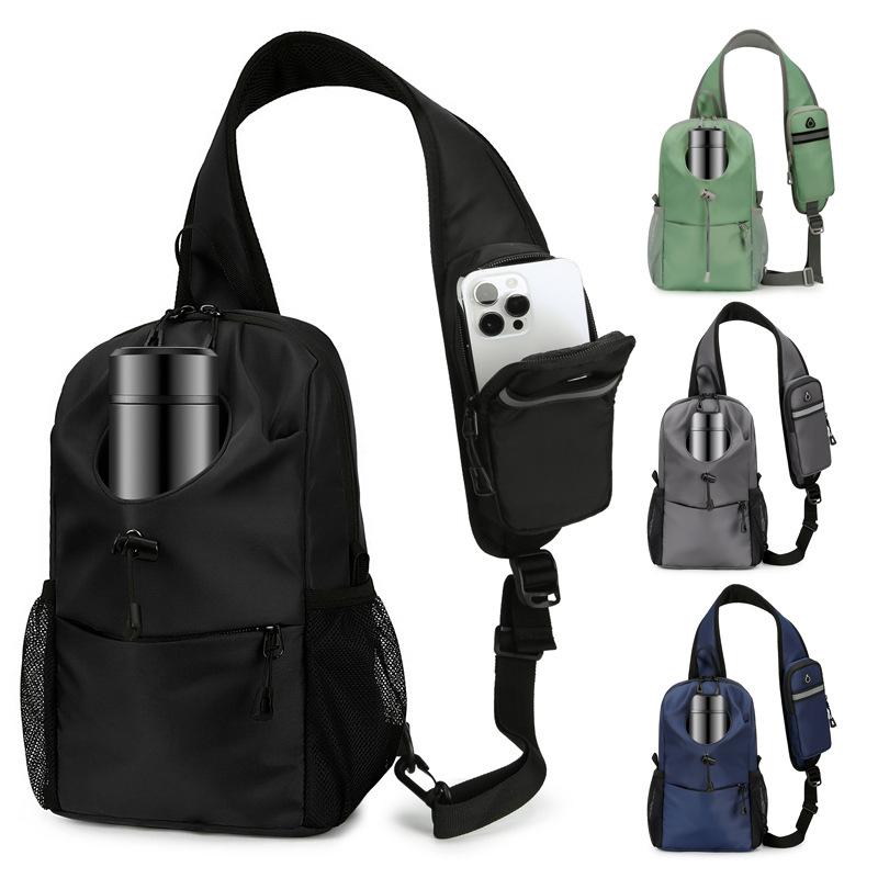 メンズ胸バッグ 男性用 ショルダーバッグ 斜めがけ ボディバッグ ストリート 多機能 スポーツ 撥水 8インチ グレー グレー