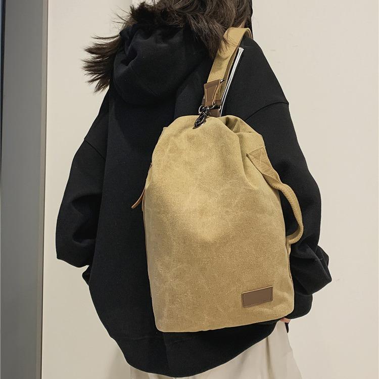 ボディバッグ 男性用 帆布 大容量 日系 レトロ カジュアル ストリート 斜めがけ 多機能 バックパック ..