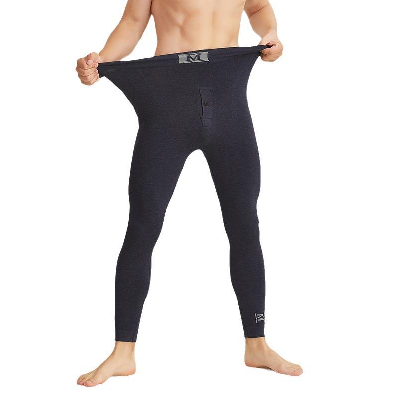 メンズ インナーウェア 男性用 無縫製 薄手 保温 タイツ レギンス 黒灰色 紺色1