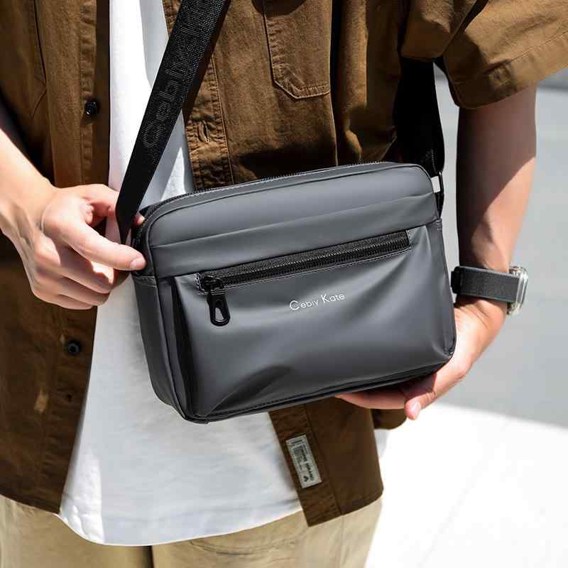 ショルダーバッグ 男性用 ストリート 防水 無地 ポリエステル ブラック ブルー グリーン グレー