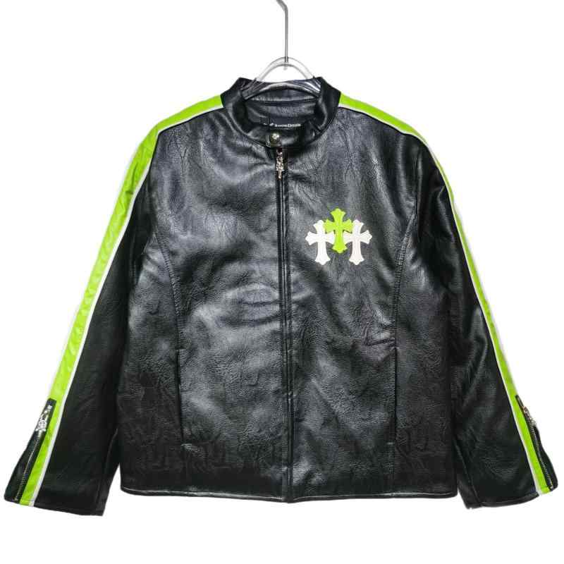 ジャケット 男性用 ライダースジャケット PUレザー ストリート カジュアル 立襟 秋冬 グリーン ブルー レッド