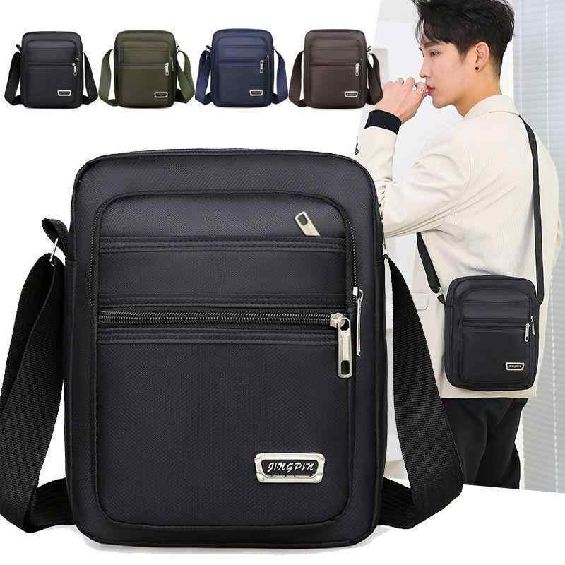 Rakuten - ショルダーバッグ 男性用 大容量 防水 ナイロン オックスフォード布 斜めがけ 鞄 ビジネス トラベル ブラック ブルー グリーン ブラウン