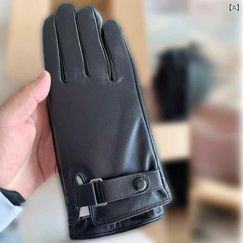 手袋 メンズ 男性用 羊革手袋 シープスキン グローブ 秋冬 防寒 暖かい スマホ対応...
