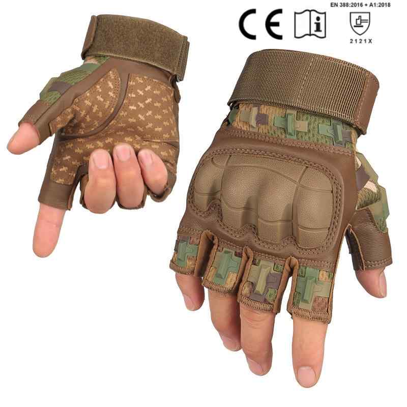 手套 - 手袋 メンズ 男性用 タクティカルグローブ アウトドア スポーツ サイクル 登山 滑り止め 摩耗性 ハードシェル 指なし 黒 ブラック 緑 グリーン 迷彩柄 ナイロン