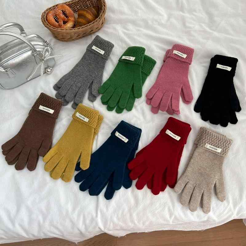 手袋 レディース メンズ ウール ニット手袋 秋冬 防寒 スマートフォン対応 学生 カップル グレー 赤 オ..
