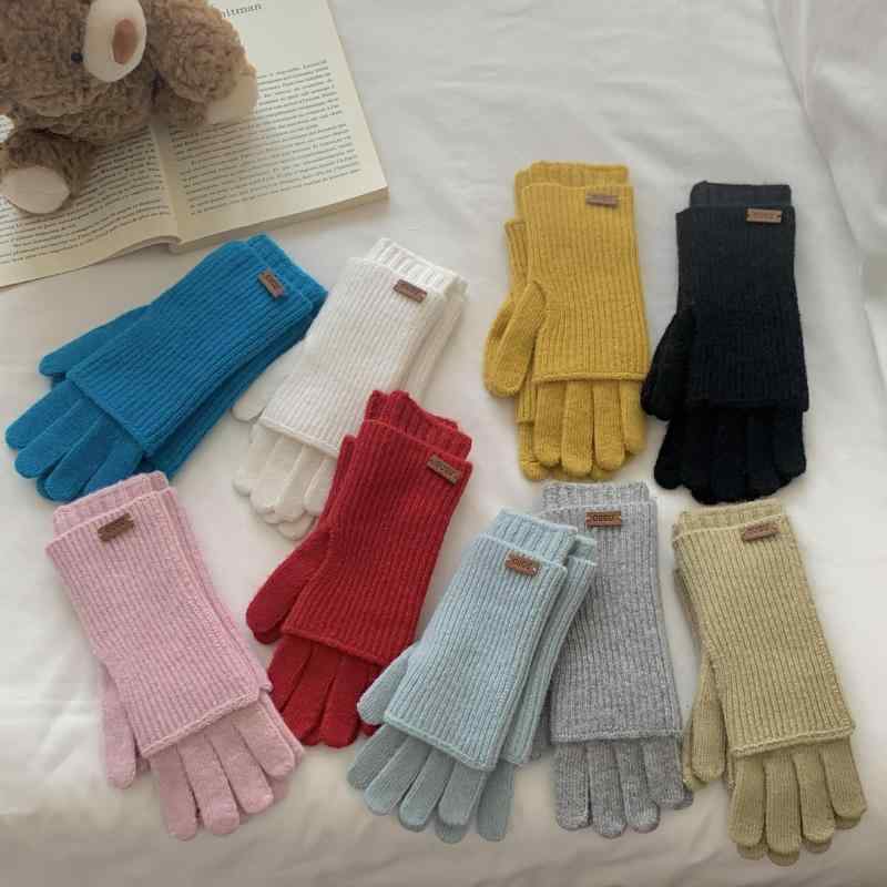 手袋 レディース ニット手袋 ウール混紡 防寒 グローブ 指ありタイプ 秋冬 普段使い ピンク系 ブルー あったか手袋