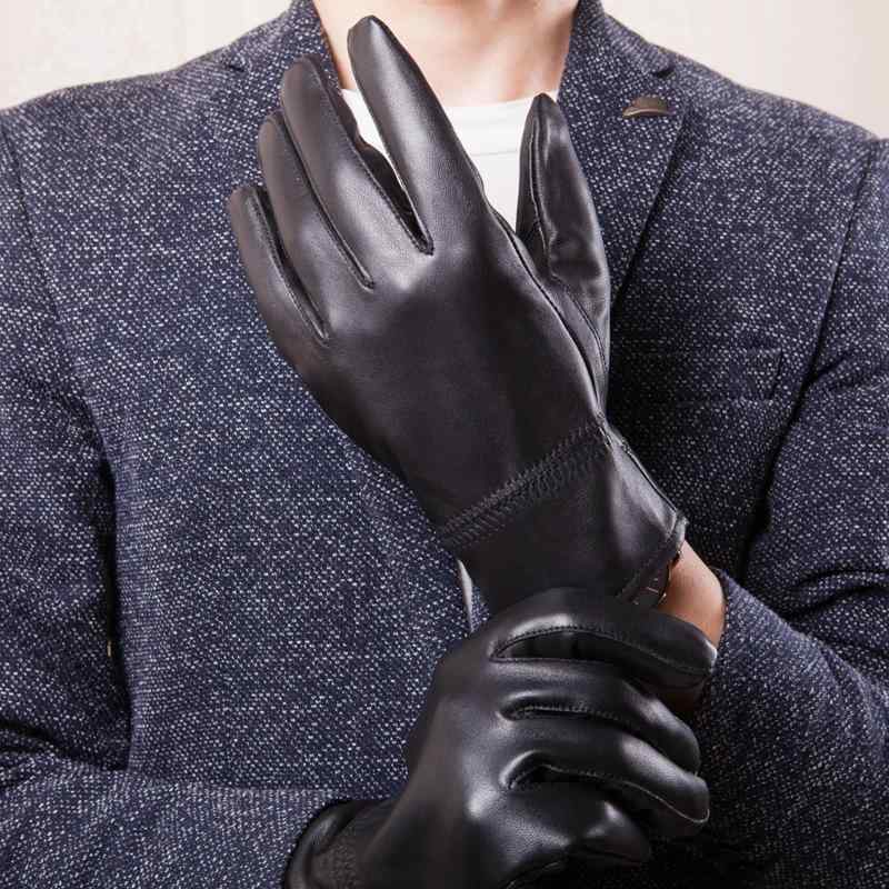 手袋 メンズ 男性用 羊革 レザー グローブ 秋冬 防寒 あったか 裏起毛 薄手 バイク...