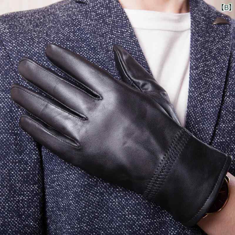 手袋 メンズ 男性用 羊革 レザー グローブ 秋冬 防寒 あったか 裏起毛 薄手 バイク...