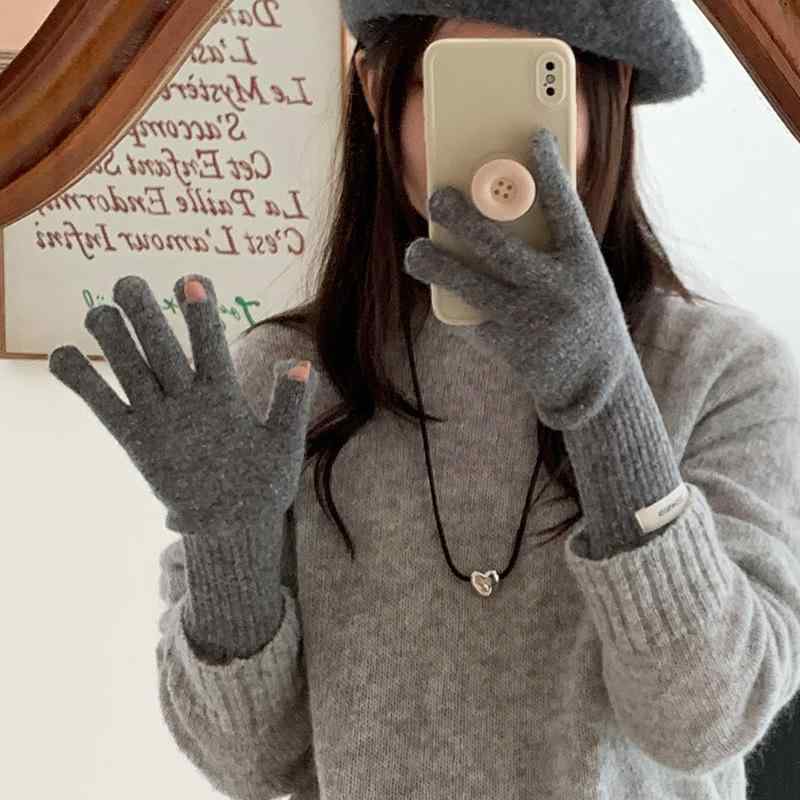 手袋 レディース メンズ 秋冬用 ウール ニット グローブ スマートフォン対応 防寒 暖かい 自転車運転 ..