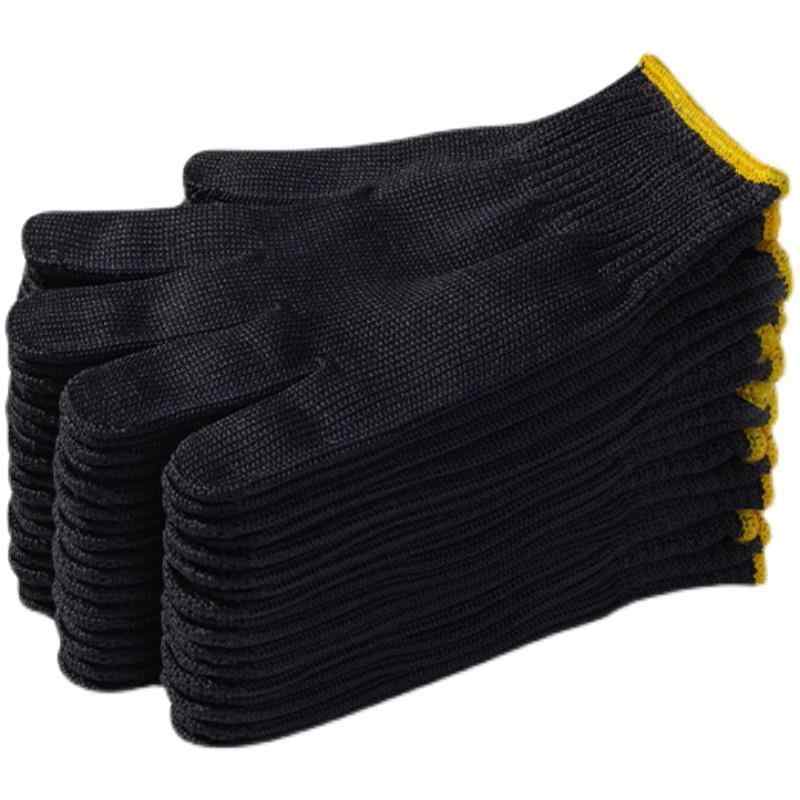 手袋 男性用 黒 耐摩耗 作業用 厚手 綿糸 アクリル ポリエステル 化学繊維 丈夫 ワークグローブ