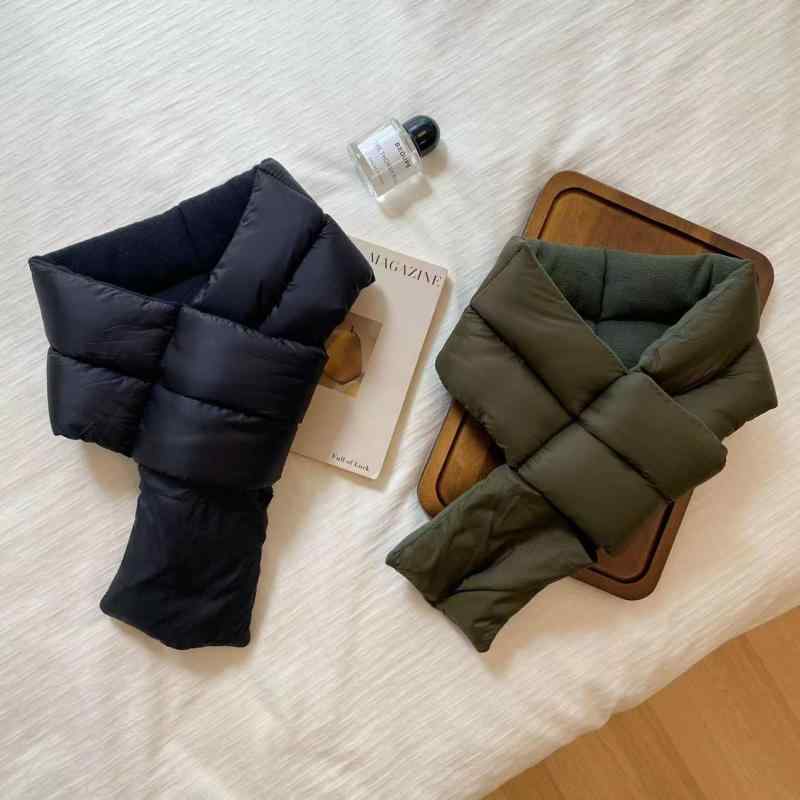 マフラー レディース メンズ 冬物 防寒 暖かい ネックウォーマー 厚手 ポリエステル ブラック カーキ(x2)