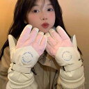 手袋 レディース 防寒手袋 秋冬 スマートフォン対応 登山 サイクリング グローブ 厚手 保温 防風 防水 アウトドア 自転車 スキー クリーム ピンク系 ブルー ホワイト ブラック(x2)