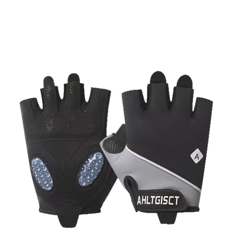 手袋 レディース メンズ スポーツ ハーフフィンガー グローブ レザー 滑り止め 通気性 摩耗性 アウトドア 運動 登山 サイクリング ヨガ L M ピンク ブラック グレー