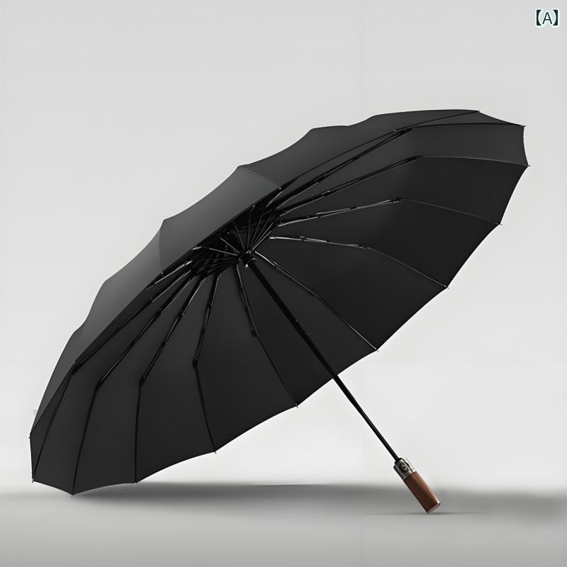 16本 骨 全自動 耐風 折りたたみ 傘 280 T 厚手 強化 拡大 二重 メンズ 豪華 ビジネス 高級 開閉式 ダブルサイズ