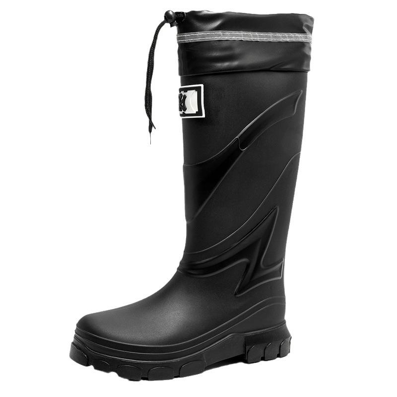 レインシューズ メンズ 男性用 紳士 長靴 ロングブーツ 防水 釣り アウトドア 厚底 耐摩耗 滑り止め ブラック 黒 赤 紺色 ネイビー(x2)