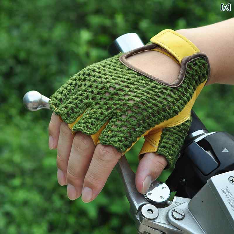 手袋 メンズ 男性用 牛革 ニット グローブ ドライブ バイク サイクリング スポーツ 滑り止め 通気性 ハーィンガー 手袋 カーキ ブラック コーヒー イエロー 2