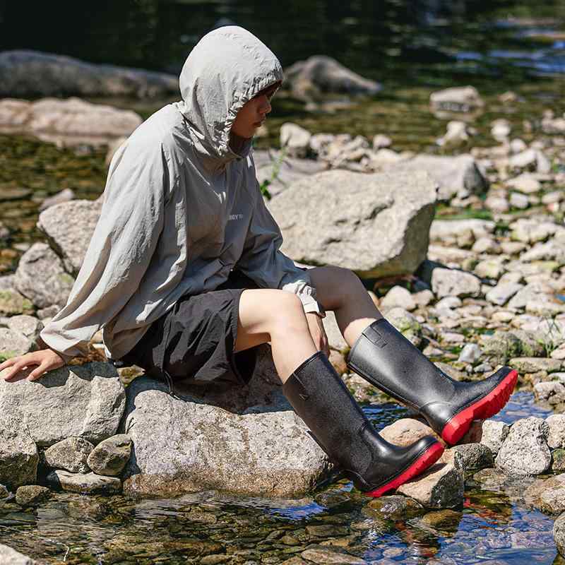 レインシューズ 男性用 防水長靴 ワークブーツ ミドル丈 ロング丈 防滑 耐摩耗 黒 ブラック 緑 グリーン 紫 パープル 春夏秋冬