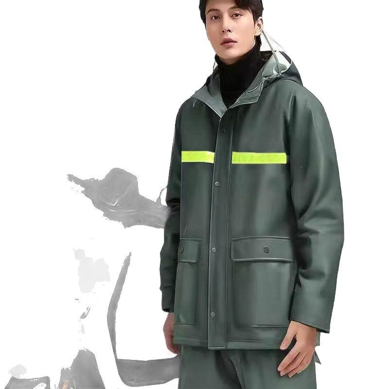 レインコート メンズ 男性用 バイク用 セパレートタイプ 全身 防水 防風 厚手 丈夫 通気性 ワークマン 作業用 釣り アウトドア 大きいサイズ カーキ ブラック・スタイル: 百搭・対象: 大人・人数: 1人・厚さ: レギュラー・素材: PVC・防水: PVC・用途: オートバイ.電気自動車・カラー: 軍緑(メンズ/レディース).ブラック・サイズ: L(155-165cm), XL(165-175cm), 2XL(175-180cm), 3XL(180-185cm)・種類: レインコート