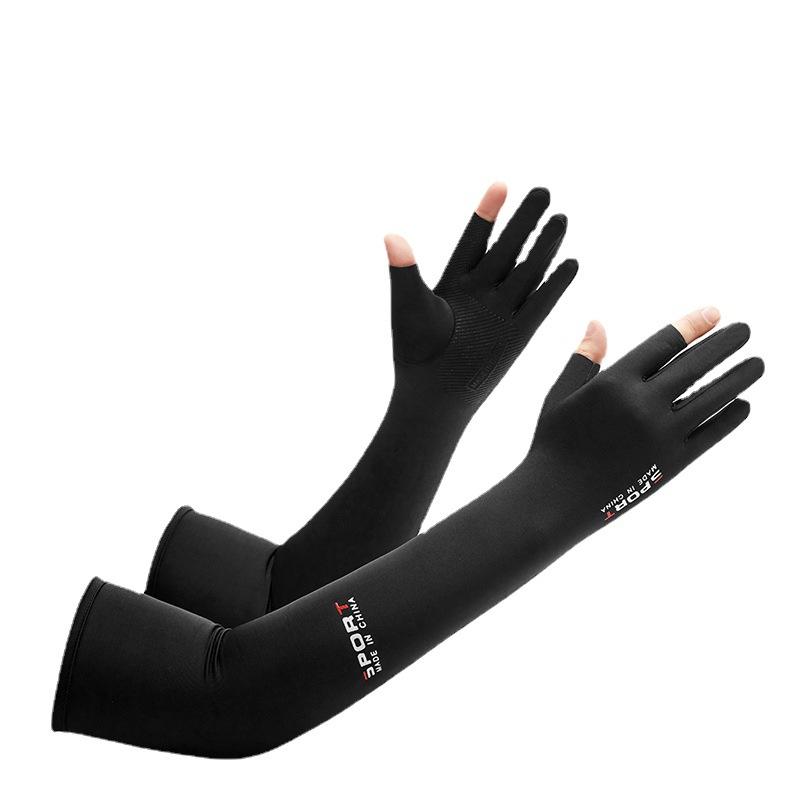 アームカバー 男性用 接触冷感 UVカット 日焼け防止 滑り止め 指なし 手袋 スポーツ 釣り サイクル ア..