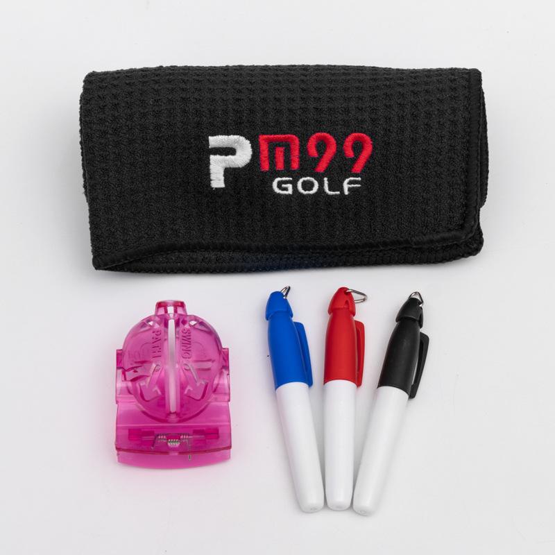 ゴルフ タオル 極細繊維 ゴルフボール拭き ゴルフ用品 3色ペン付き 携帯便利(x2)