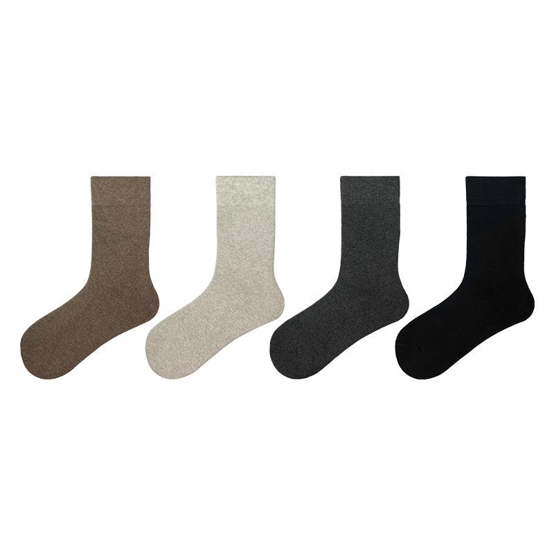 靴下 メンズ レディース 秋冬 保温 防臭 パイルソックス 高筒 厚手 コットン 混紡 黒 ブラック グレー ブラウン ベージュ 35-45サイズ