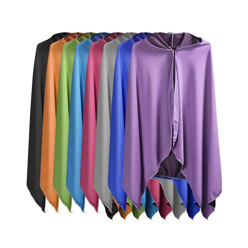 ポンチョ レディース UVカット 接触冷感 極細繊維 スポーツ 観戦 吸水速乾 ケープ ショール 天ブルー グレー ロイヤルブルー マゼンタ 草グリーン 紫 ブラック オレンジ