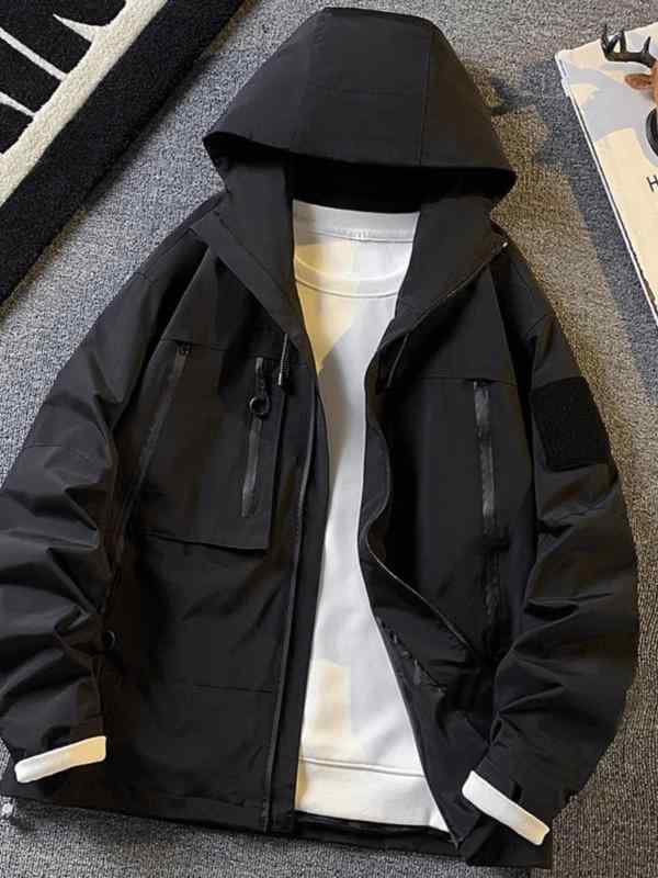 アウター メンズ マウンテンパーカー 防風 登山服 春秋 美式 カジュアル フード付き ワーク ジャケット ポリエステル ブラック ホワイト パープル グリーン ブラウン M L XL 2XL 3XL(4.0)