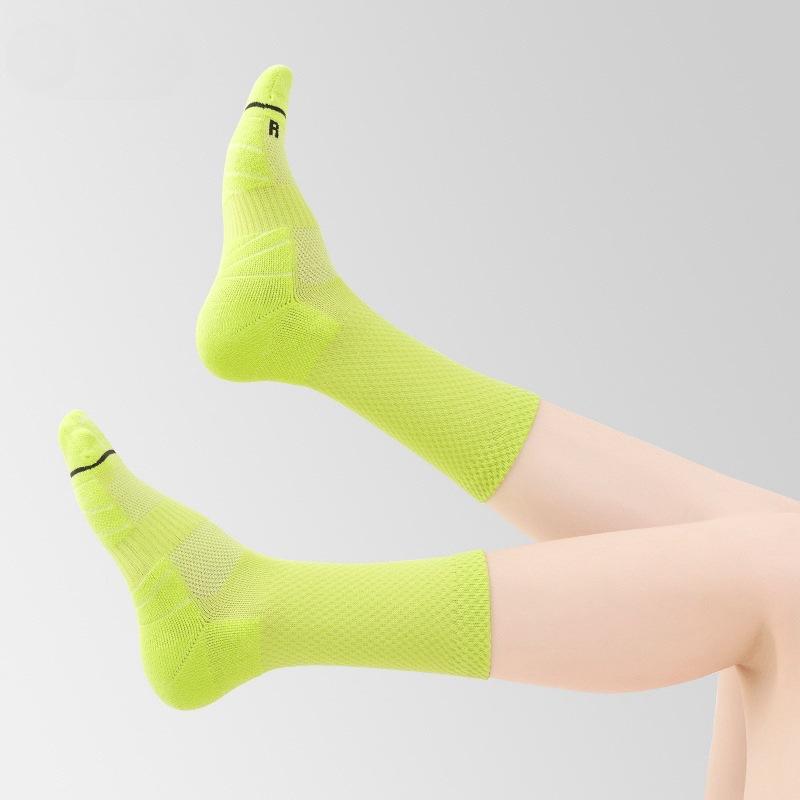 靴下 レディース 中筒丈 スポーツソックス タオル底 ランニング ソックス 防臭 運動用 ナイロン 無地 ..