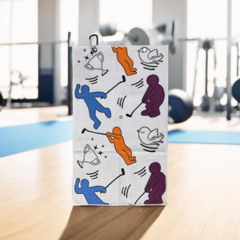 タオル ゴルフ 極細繊維 ワッフル 50×30cm スポーツ 運動 拭き取り 吸水速乾