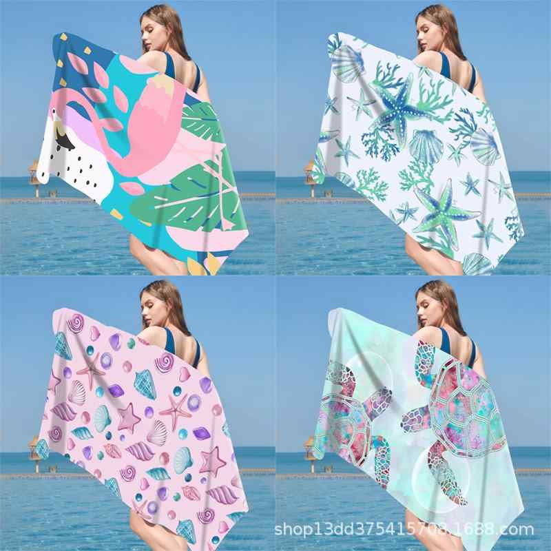 ビーチタオル 極細繊維 スタイル デジタルプリント スイムタオル スポーツ ジム 吸水性 大判タオル ア..