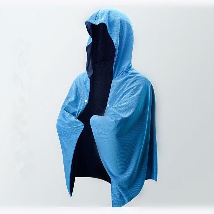 ポンチョ レディース メンズ 速乾 吸水 ビーチタオル アウトドア スポーツ 冷感 遮陽 フード付き マント 薄手 ポリエステル バスタオル(x2)