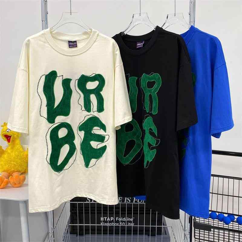 Tシャツ レディース 半袖 コットン 刺繡 ゆったり ミディアム丈 杏色 ブルー ブラック カジュアル 日韓..