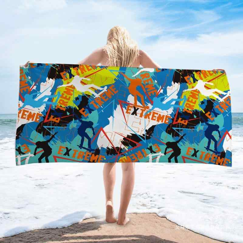 ビーチタオル 極細繊維 吸水性 速乾性 薄手 大判 スポーツ アウトドア(x2)