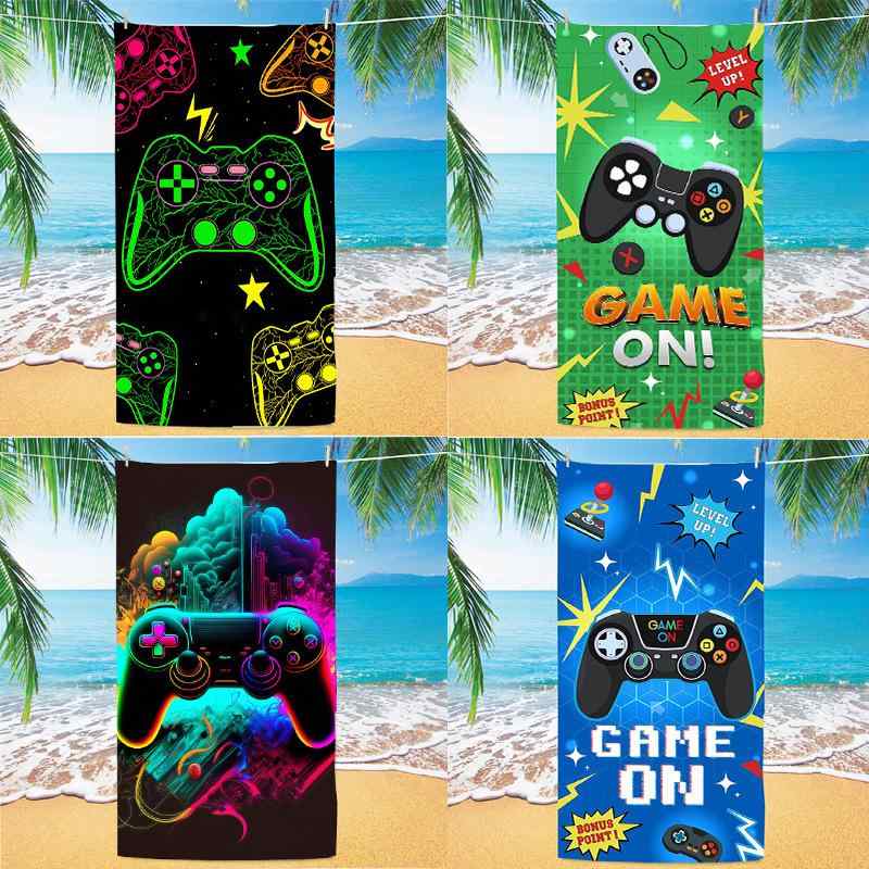 ビーチタオル 運動 スポーツ 極細繊維 デジタルプリント 速乾タオル ゲームコントローラー柄
