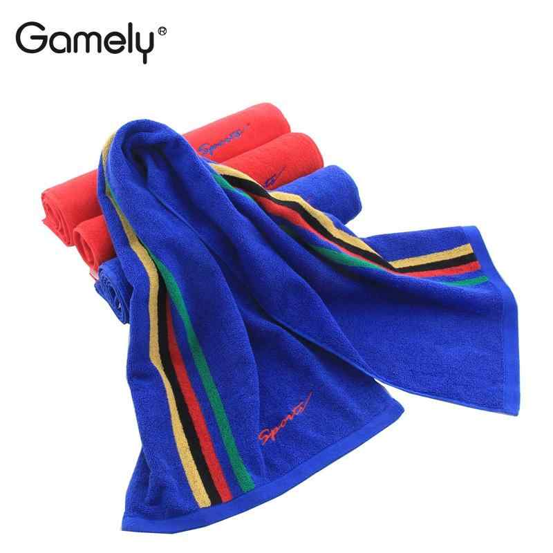 スポーツタオル 綿 全面提花 スポーツ 運動 110cm 34cm レッド ブルー ピンク系